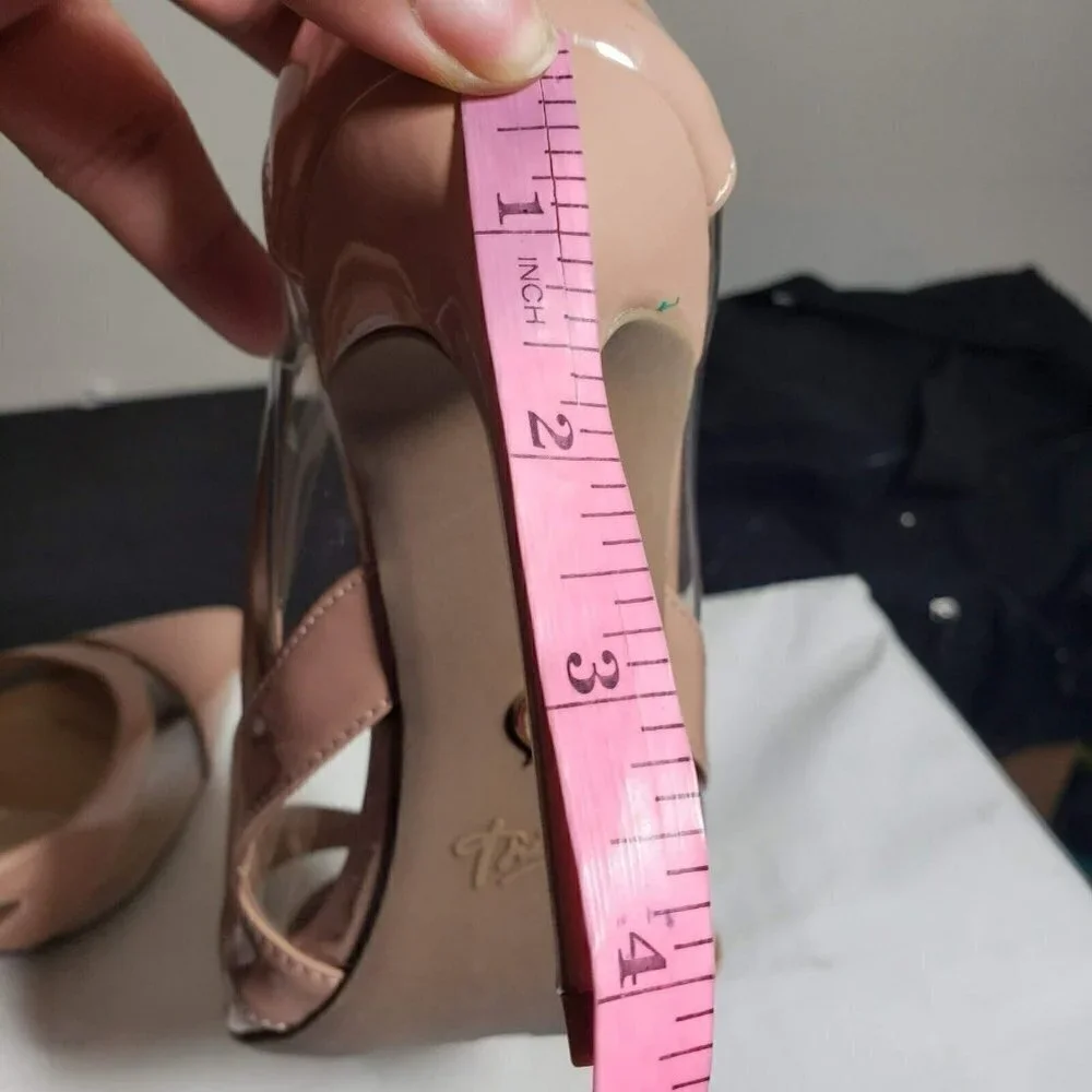 Thalia Sodi Womens Nessy Nude Pointed Toe Clear Slip On Pumps High Heels Sz 9.5